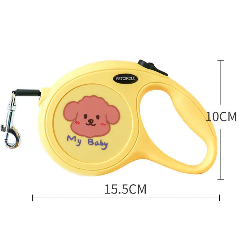 Plastic retractable dog leash in blue with 5 metre length and compact housing
