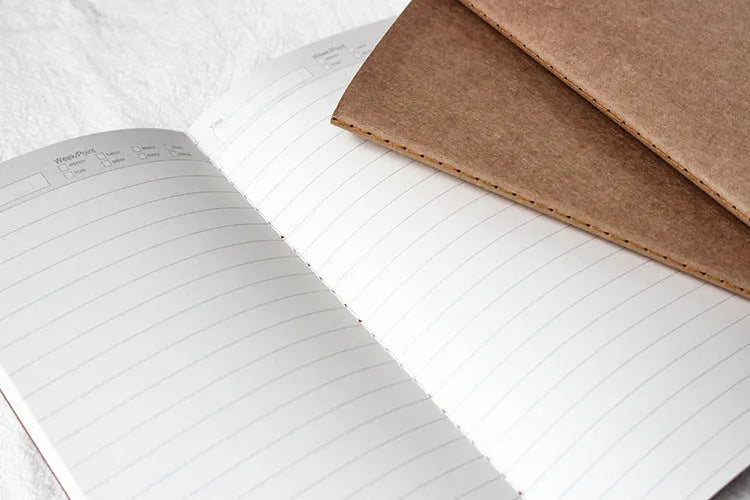 Travel cowhide diary standard refill inner core notebook with saddle stitch binding