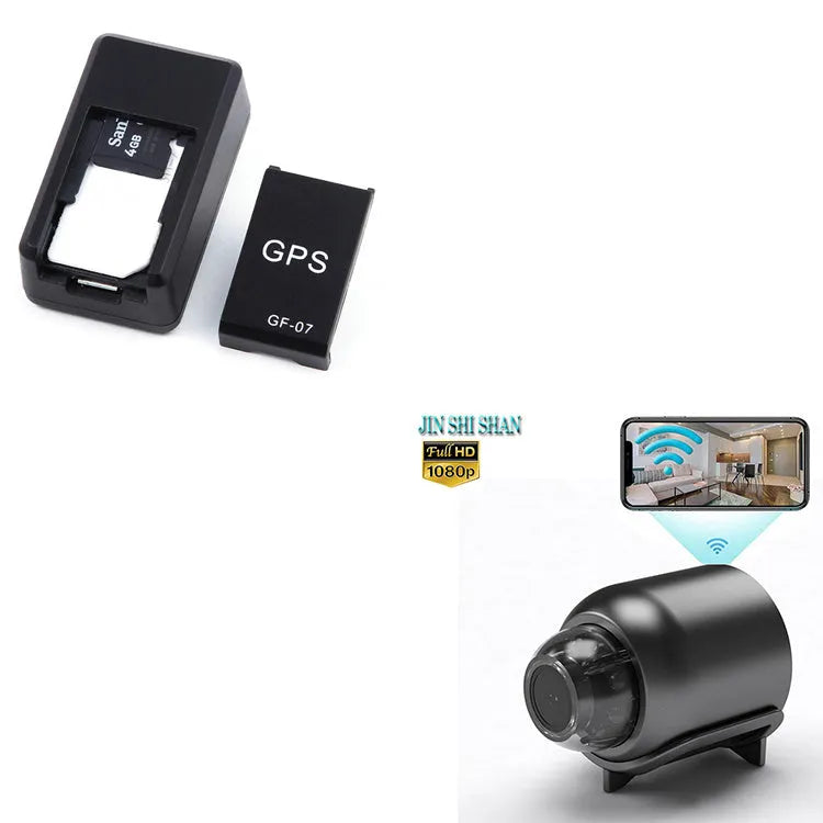 Small black magnetic GPS tracker device with USB cable for real-time vehicle and asset location tracking.