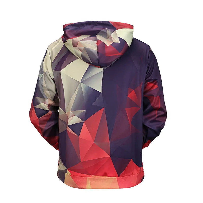 Men's slip pocket hooded hip hop sweater in polyester, red or purple, straight no-collar design, sizes S to 6XL