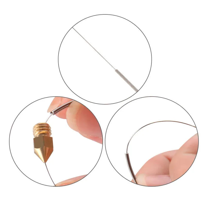 Mk8 E3D 3D printer nozzle cleaning needle set with ten pieces per pack