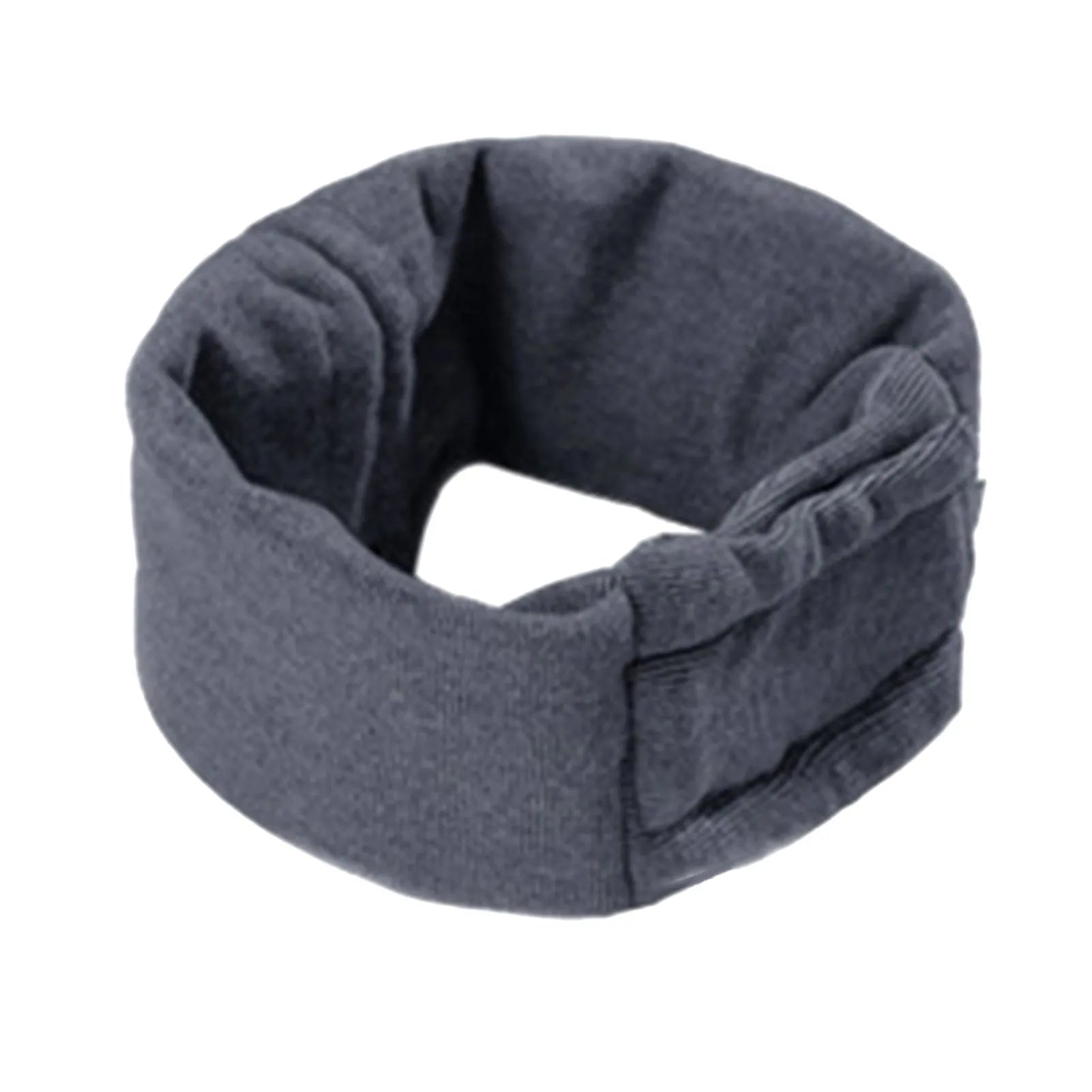 Black dog calming hoodie head wrap with earmuffs on a pet