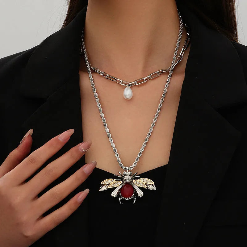 Retro insect drop earrings small bee design alloy pendant gold colour for women