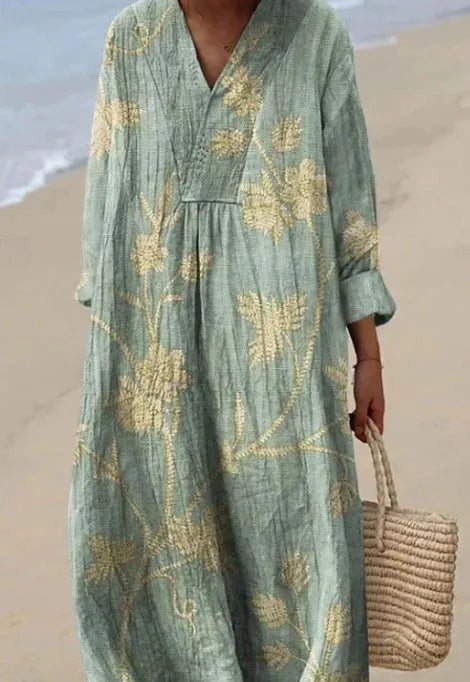 Floral 3D printed shirt dress with regular sleeves and a wide waist, shown in picture style colour.