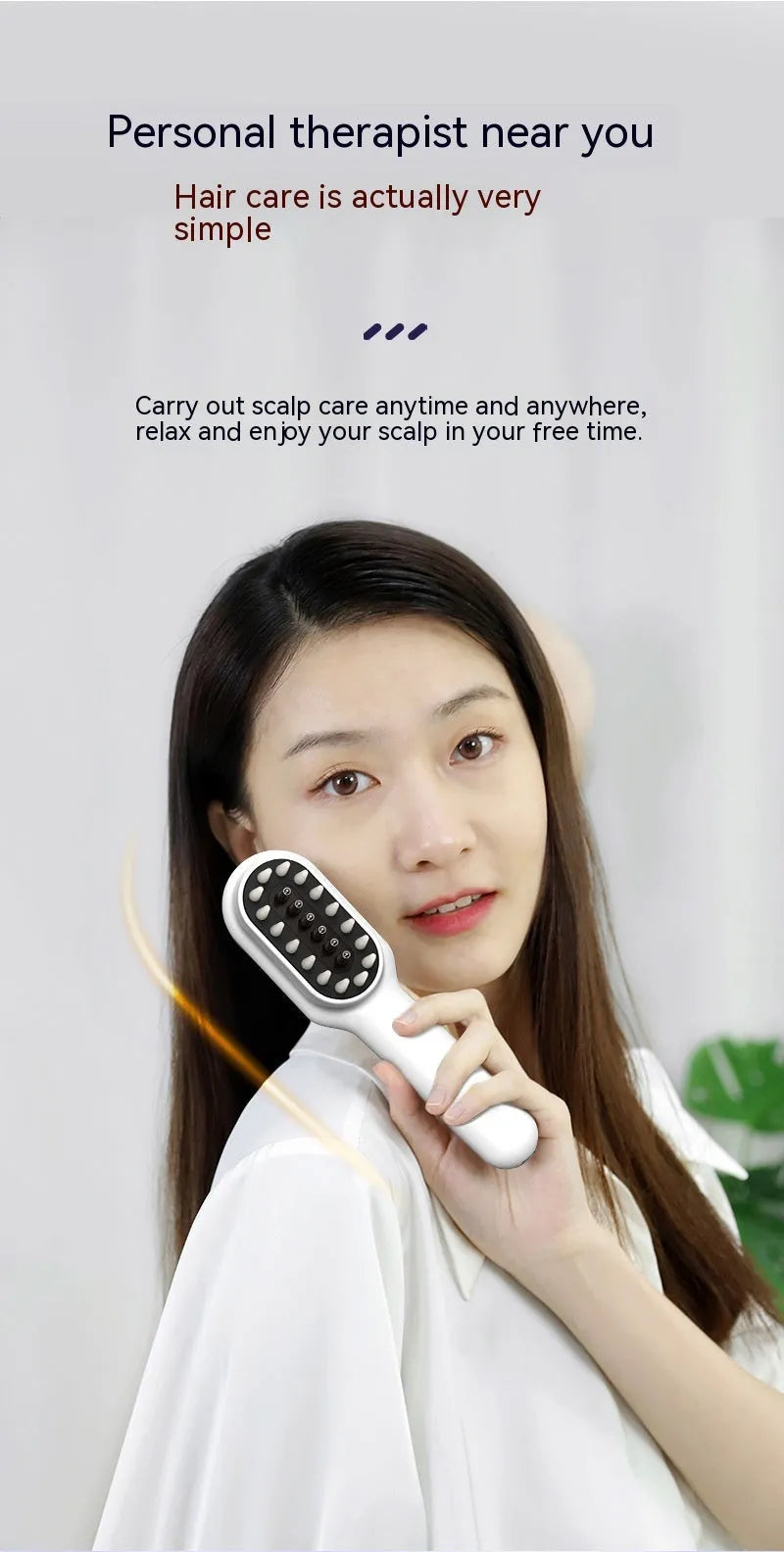 White scalp medicine feeder massage comb with 10ml medicine box, 17 TPU comb teeth, red and blue light, 154*50*39 mm