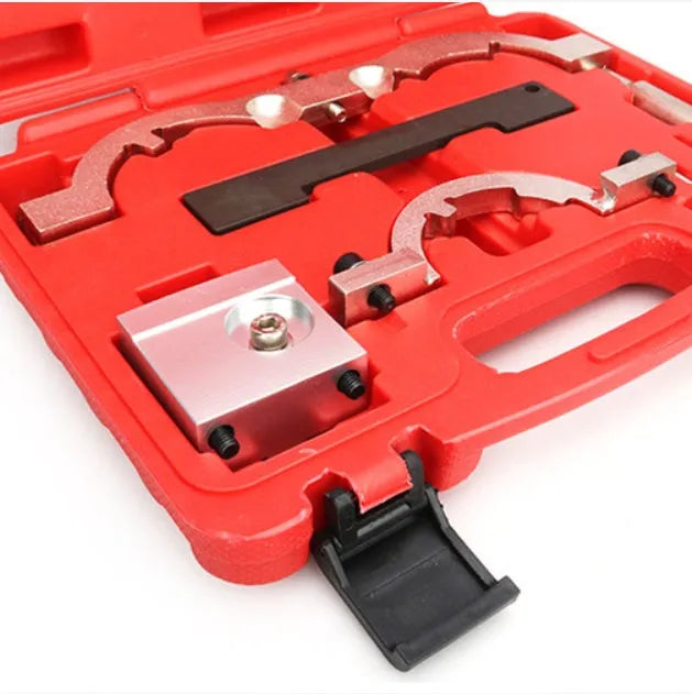 Red chrome-vanadium steel timing tool set for 1.4T Opel, Vauxhall, and Chevrolet LUJ engines.