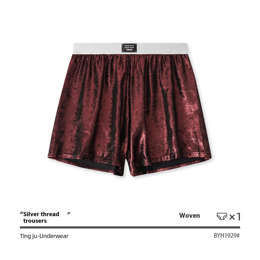 Galaxy Reflective casual woven loose underwear in mid waist design with polyester construction