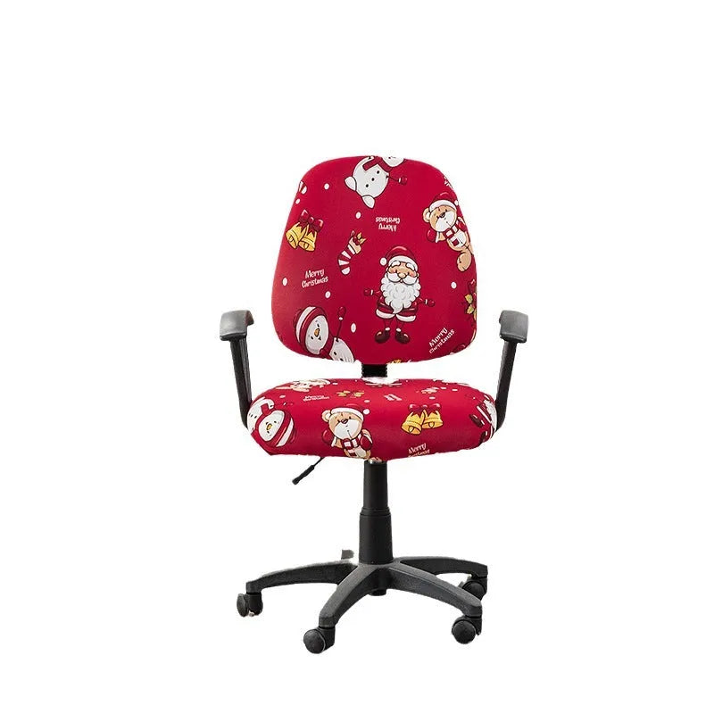 Printed stretch split office chair cover in abstract pattern, free size, polyester fabric for European and American household