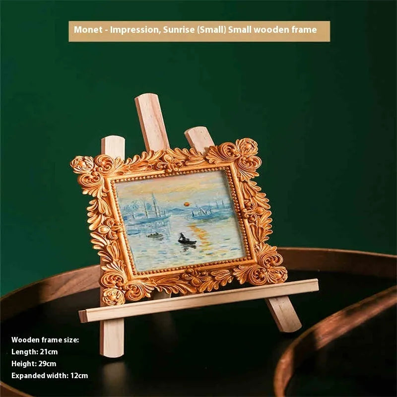 DIY art painting kit with pre-drawn Van Gogh Starry Night canvas, acrylic paints, and two brushes.