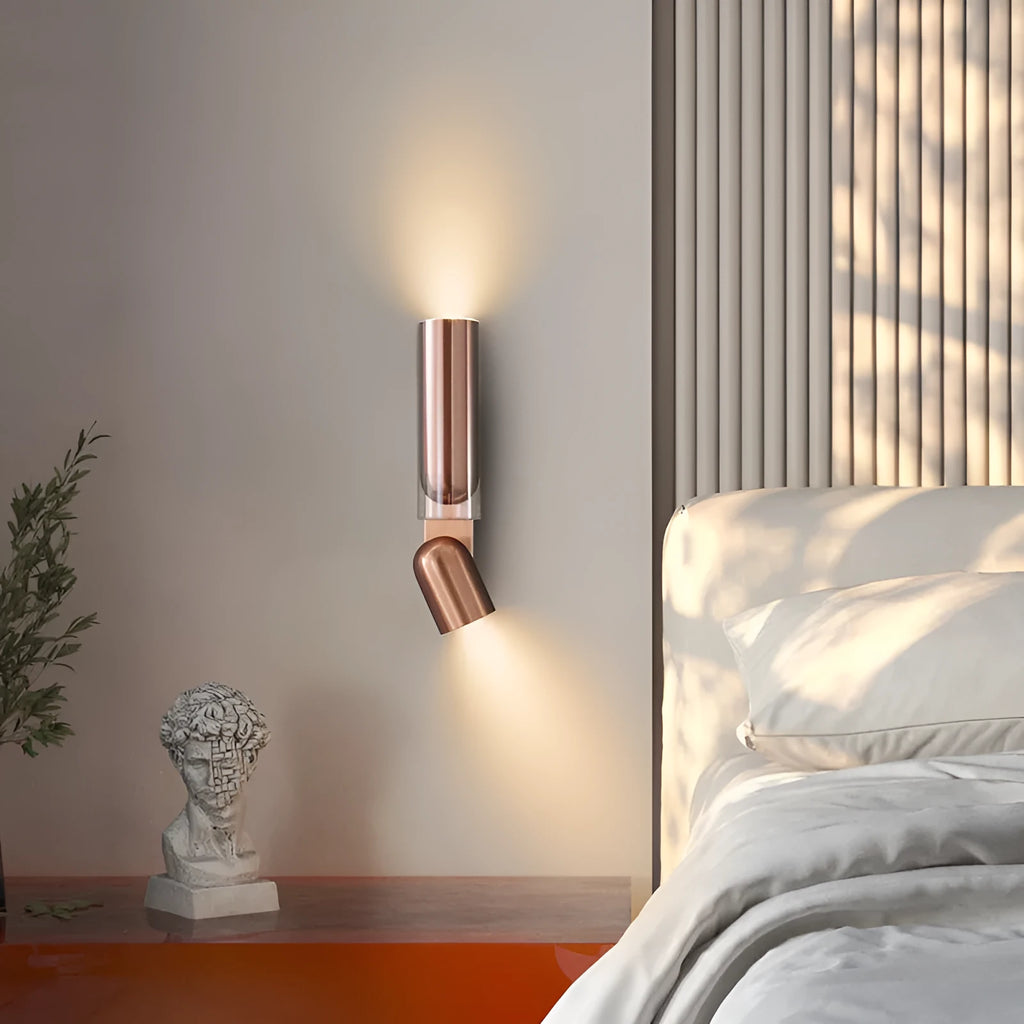 Rotating adjustable iron wall lamp in brushed red copper or gun black with 5W LED light source