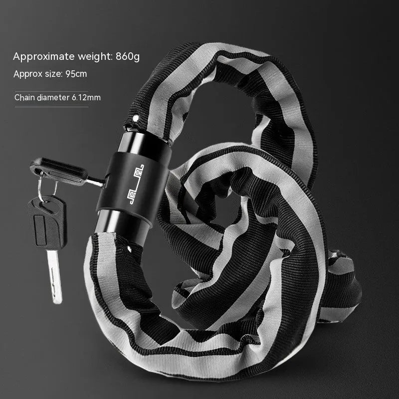Mountain bike portable chain lock with 95cm zinc alloy chain in black or yellow colour