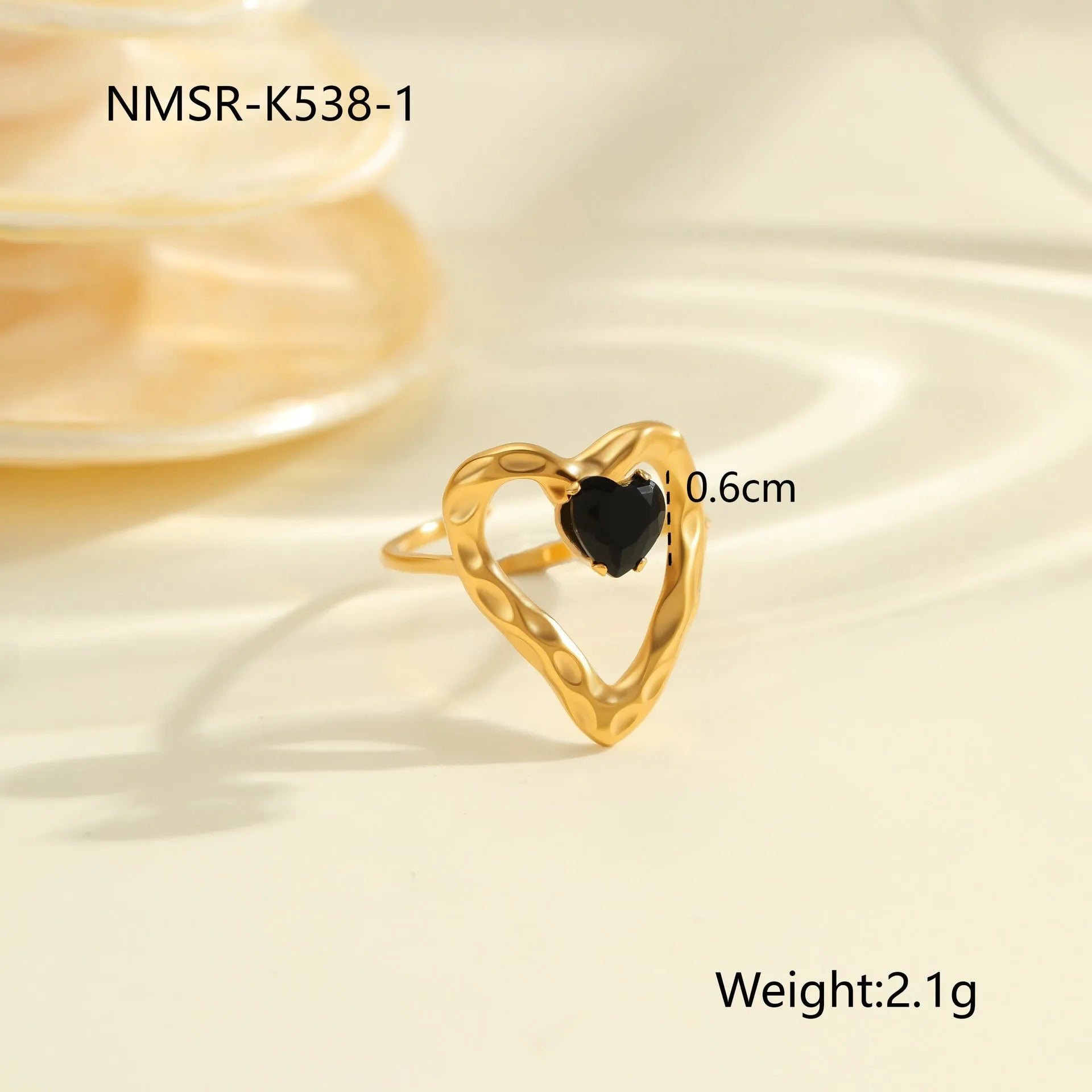 Adjustable open mouth women's ring with geometric design and zircon accents on stainless steel band