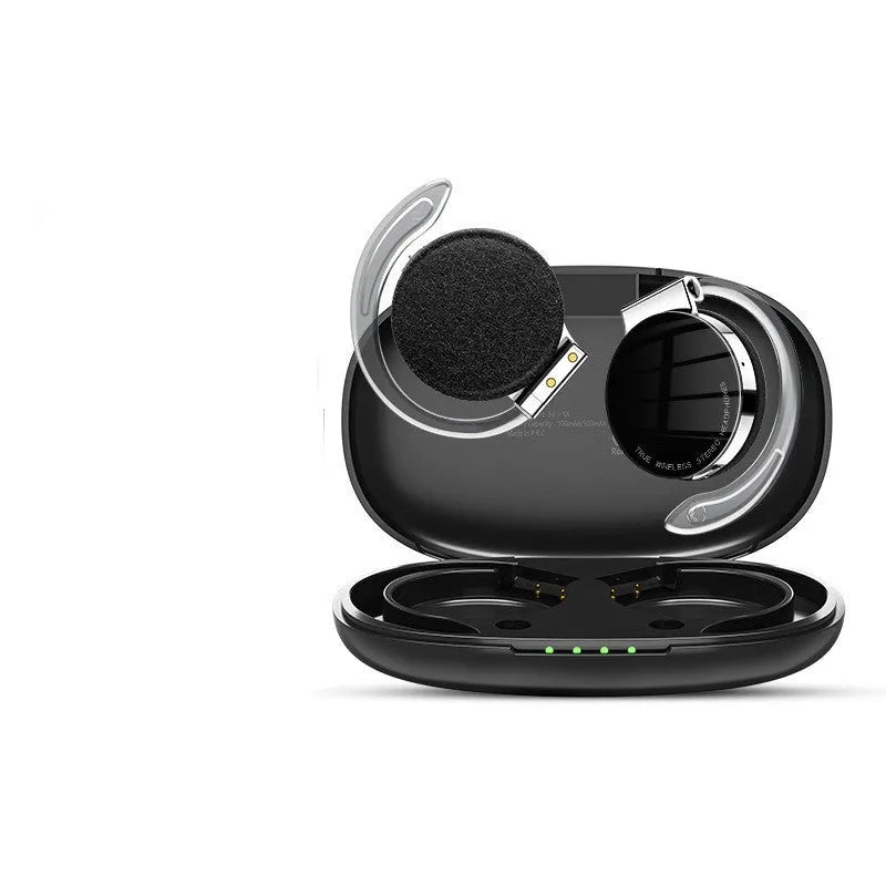 Black and white wireless Bluetooth sports earphones with in-ear design.