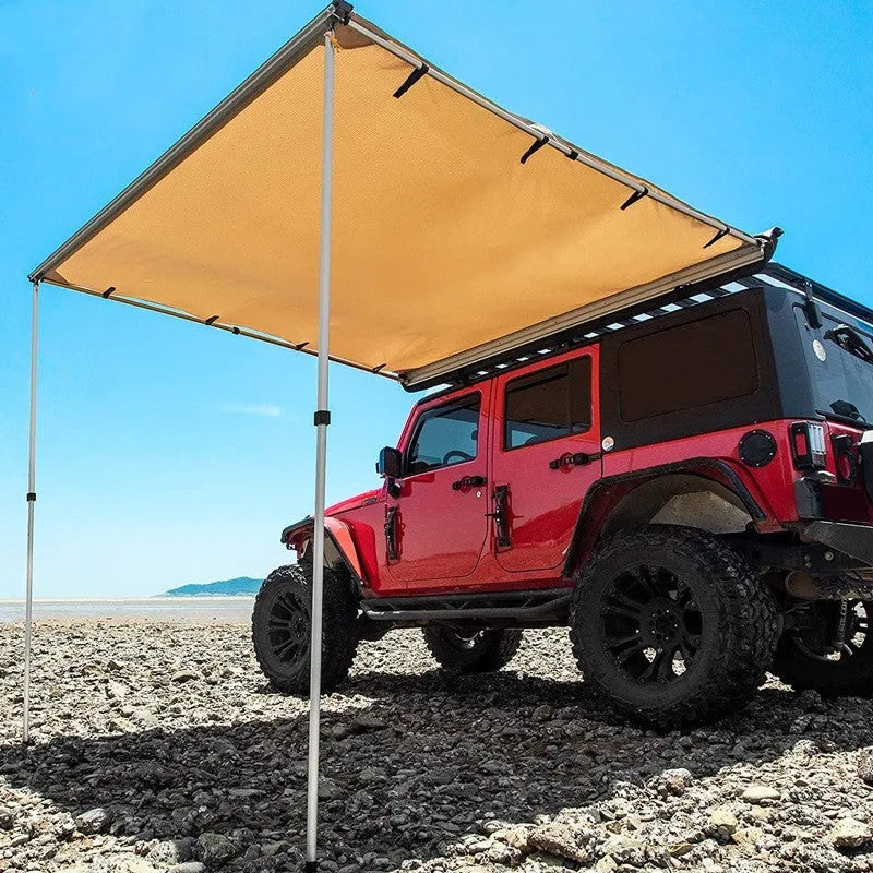 Black glue rainproof camouflage camping tent with aluminium poles set up outdoors.
