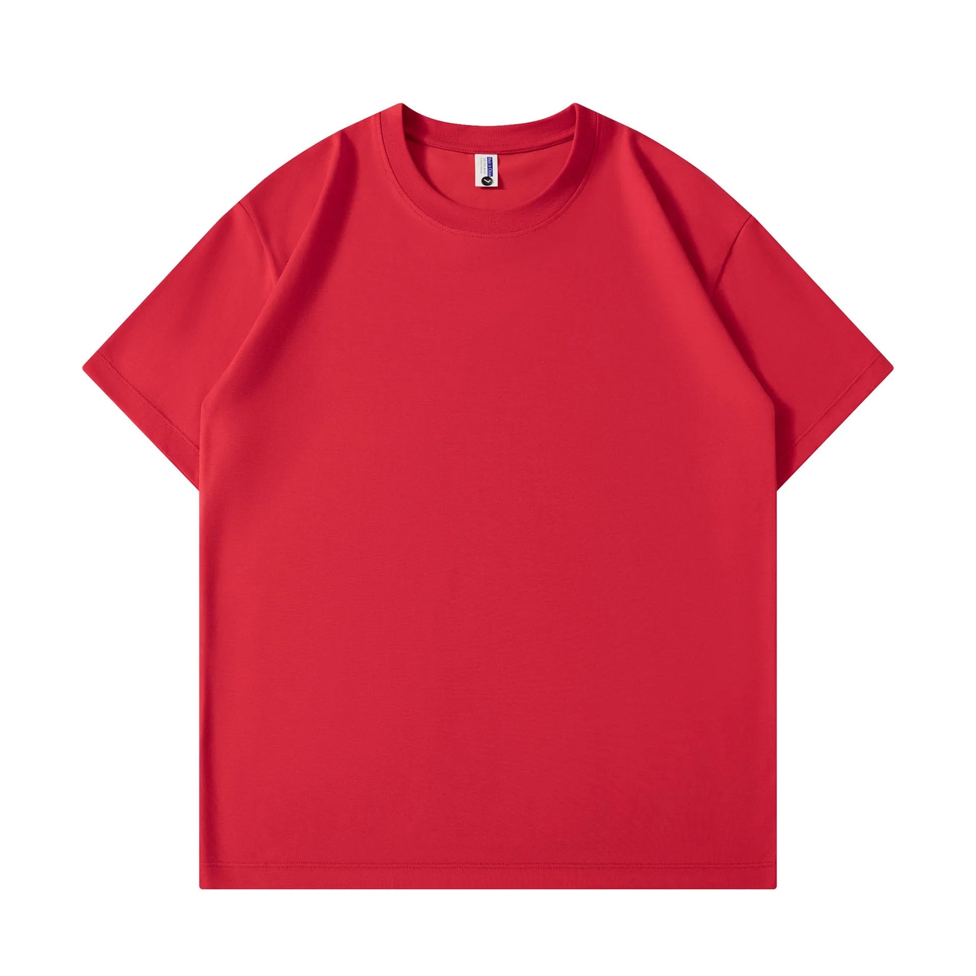 Unisex solid colour pure cotton loose fit short sleeve T-shirt in a leisure setting