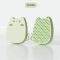 Blue silicone sponge pet grooming brush with comb teeth for removing cat and dog hair.