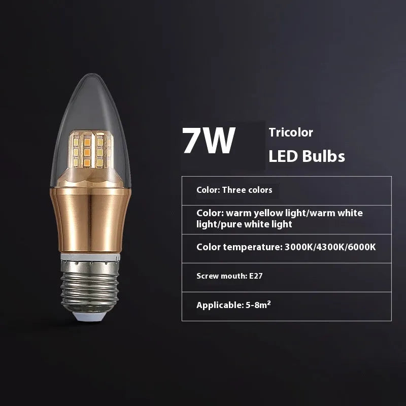 Household E14 E27 LED screw bulb with three colour options and rechargeable lithium battery