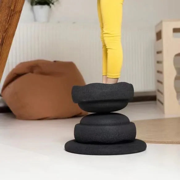 Plastic children's balance board in wood-grain effect colours for ages 4-6