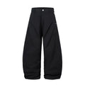Black men's casual trousers with pleated machete design and wide-leg cut