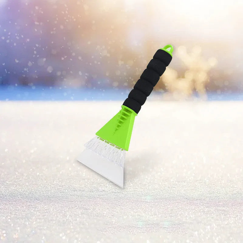 Multifunctional snow shovel with brush, ABS plastic, green or red, 25.4 x 13.4 cm, 66 g winter tool
