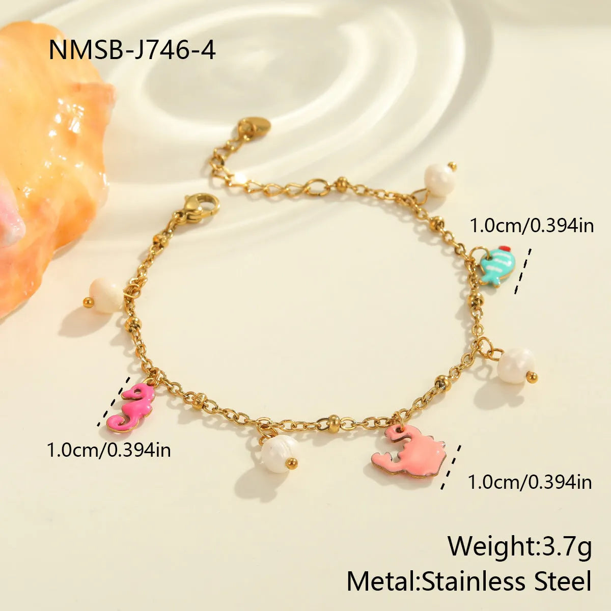 Stainless steel pendant necklace with geometric shape and 18K gold electroplating, paired with a titanium steel bracelet, for women