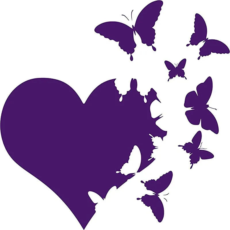 Butterfly-shaped car body decoration sticker in multiple colours measuring 15cm square