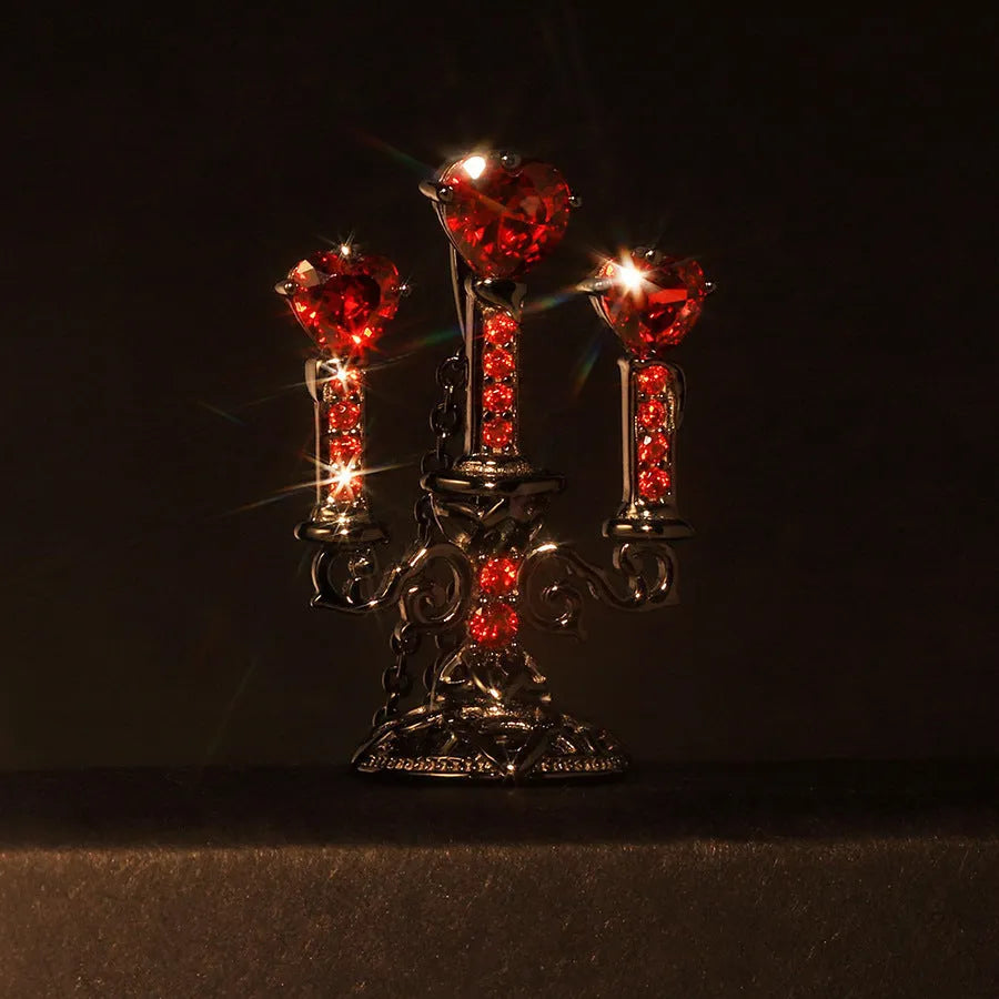 Retro candlestick pendant necklace with Gothic cross chain in zinc alloy for women