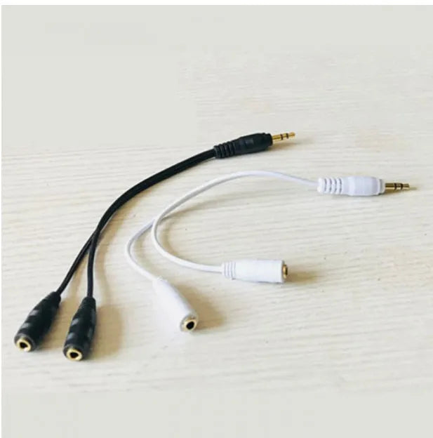 3.5mm one-to-two audio cable adapter with 20cm gold-plated copper lead, Black White colour option