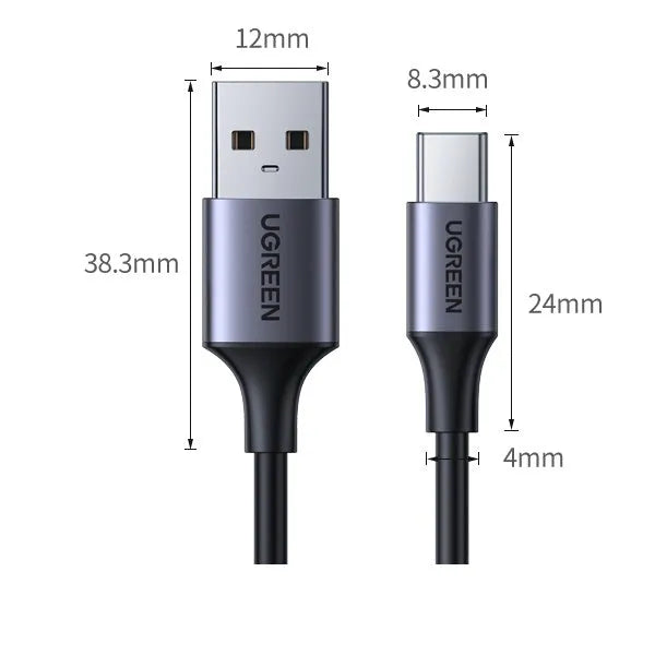 Lvlian black USB smartphone charging cable with straight connectors and 1 metre length