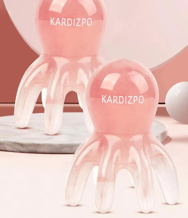 Pink natural resin octopus massage comb for facial and periocular meridian massage
