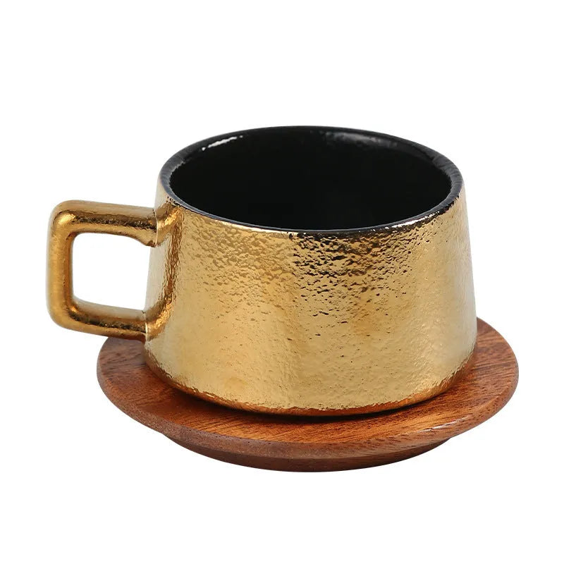 Office gift set with ceramic tumbler in gold plated gift box with optional bag