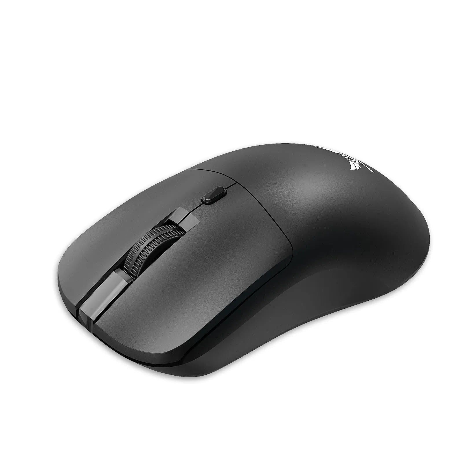 Black wireless computer mouse with three DPI settings and audio control buttons