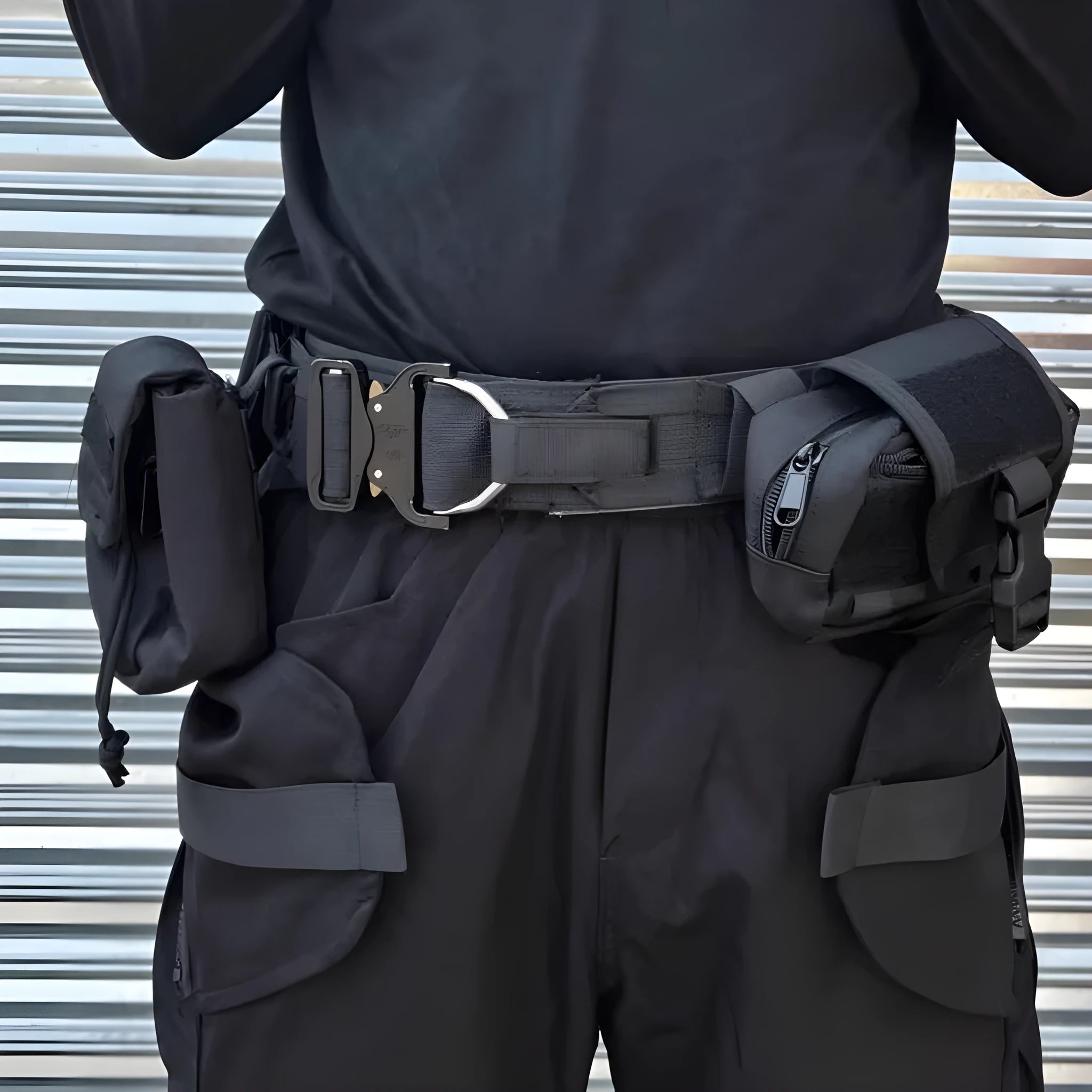 Black detachable multifunctional tactical belt with fabric and alloy buckle for men and women