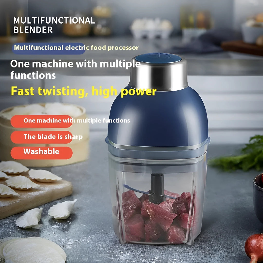 Multifunctional meat grinder and blender, dark blue, 200W rated power, home cooking machine