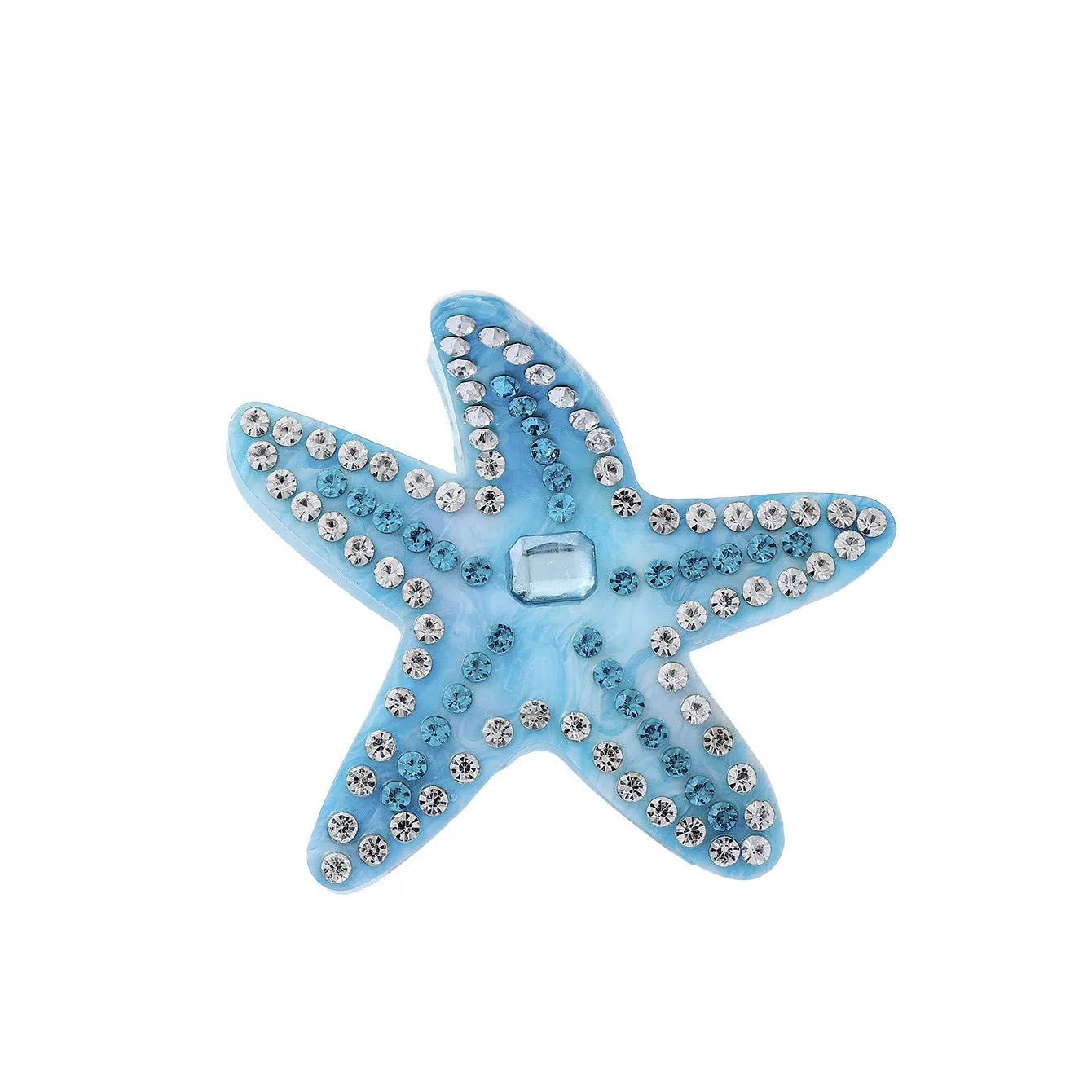 Acrylic starfish diamond encrusted hairpin in blue and pink colour options