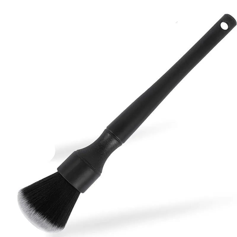 Black car detailing brush with pig hair bristles and PP plastic handle