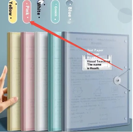 A3 test paper storage bag in translucent PP, multi-layer category folder clip with 0.48mm thickness and 30/40/60 page options.