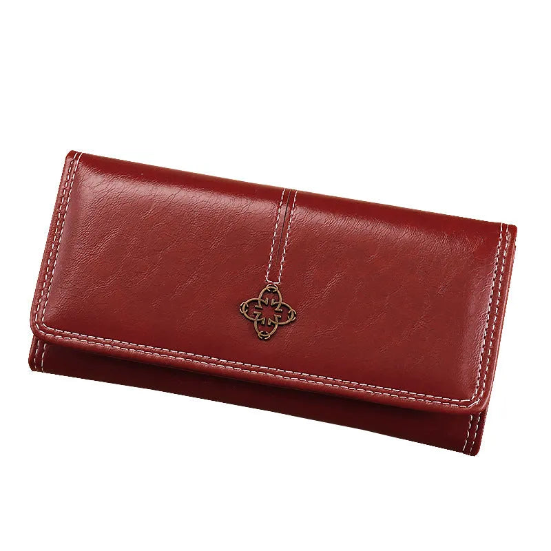 Student Lady Multi-functional New Clutch Cross-body Wallet Solid Colour PU Lining Daily Matching Black Pink Brown Dark Blue Yellow Taro Purple Wine Red Dark Green Sewing Line Detail