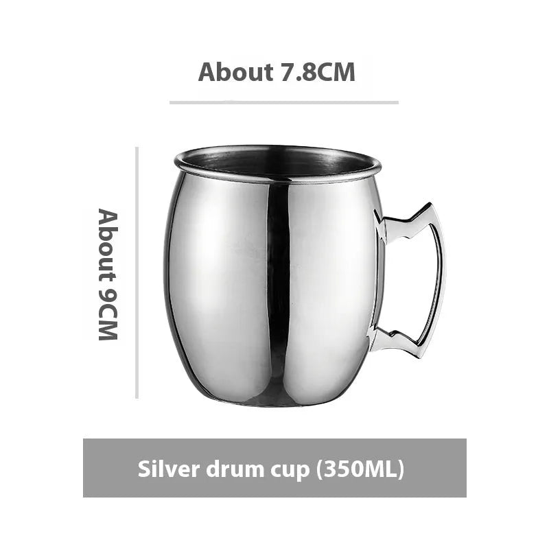 Stainless steel Moscow Mule cup with copper-plated finish in silver, gold, rose gold or black colour options