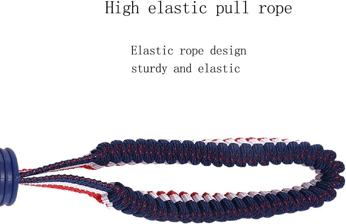 Blue dog ball with attached rope, showing textured surface and total length of 29 cm.