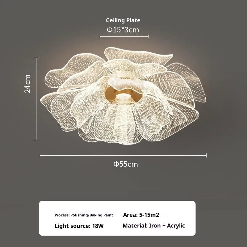 Flower acrylic ceiling light with iron frame in 55CM size