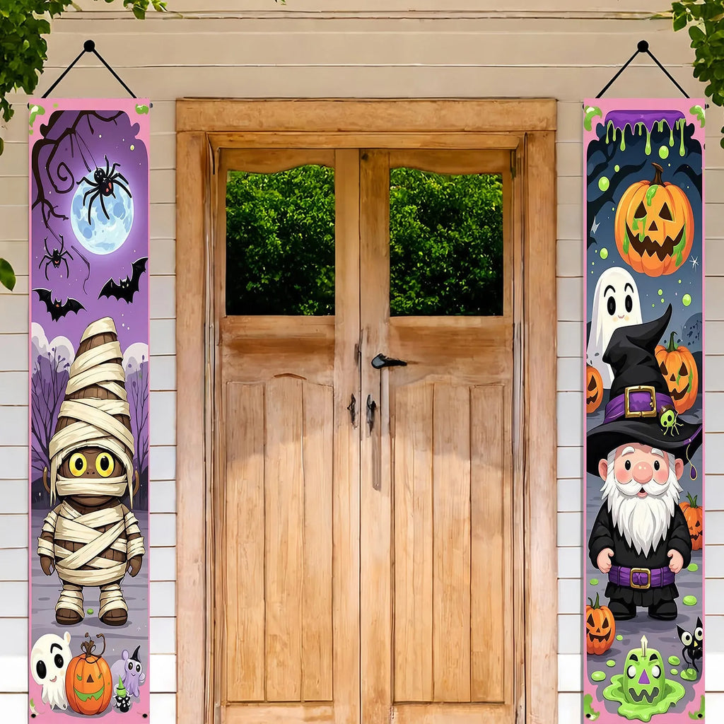 Pair of Halloween couplet decoration banners measuring 30x180cm with hanging hardware