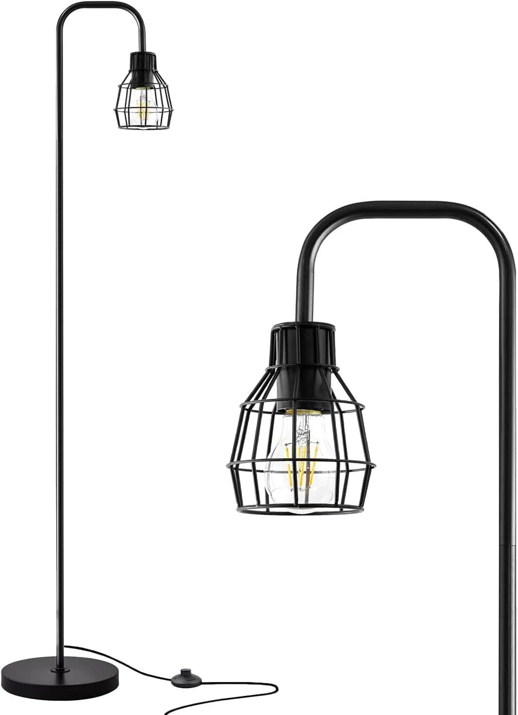 American country retro bedside lamp with iron body and metal shade in black finish