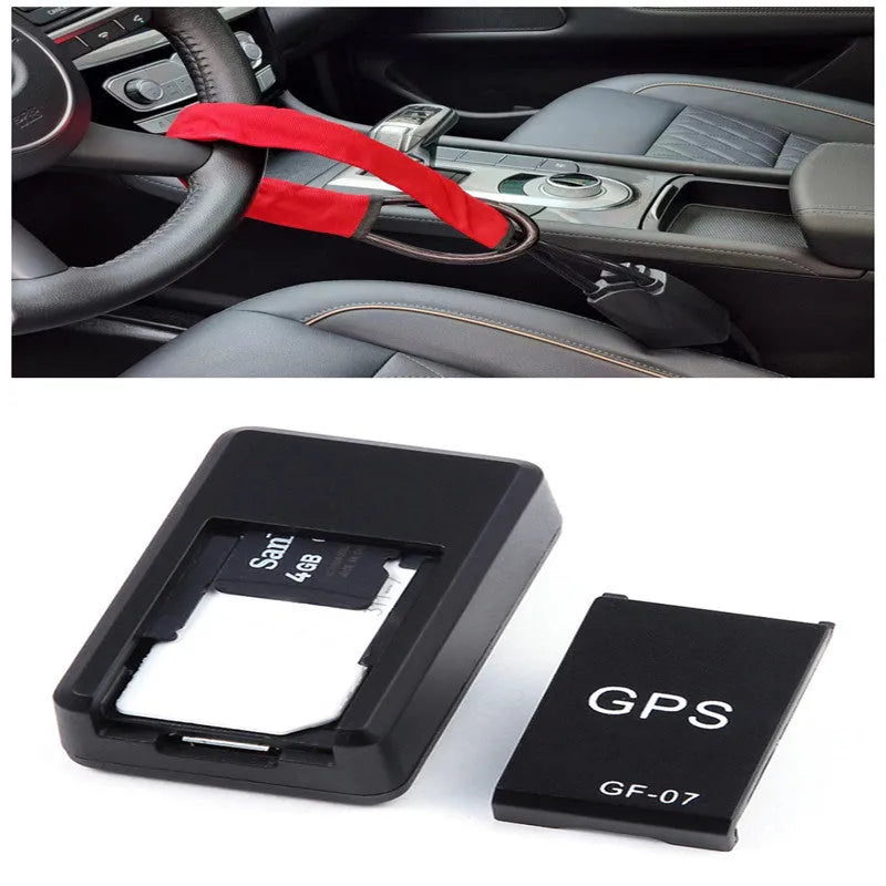 Small black magnetic GPS tracker device with USB cable for real-time vehicle and asset location tracking.