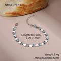 Temperamental women's stainless steel bracelet with 18K gold electroplating and geometric zircon accents in multiple colours
