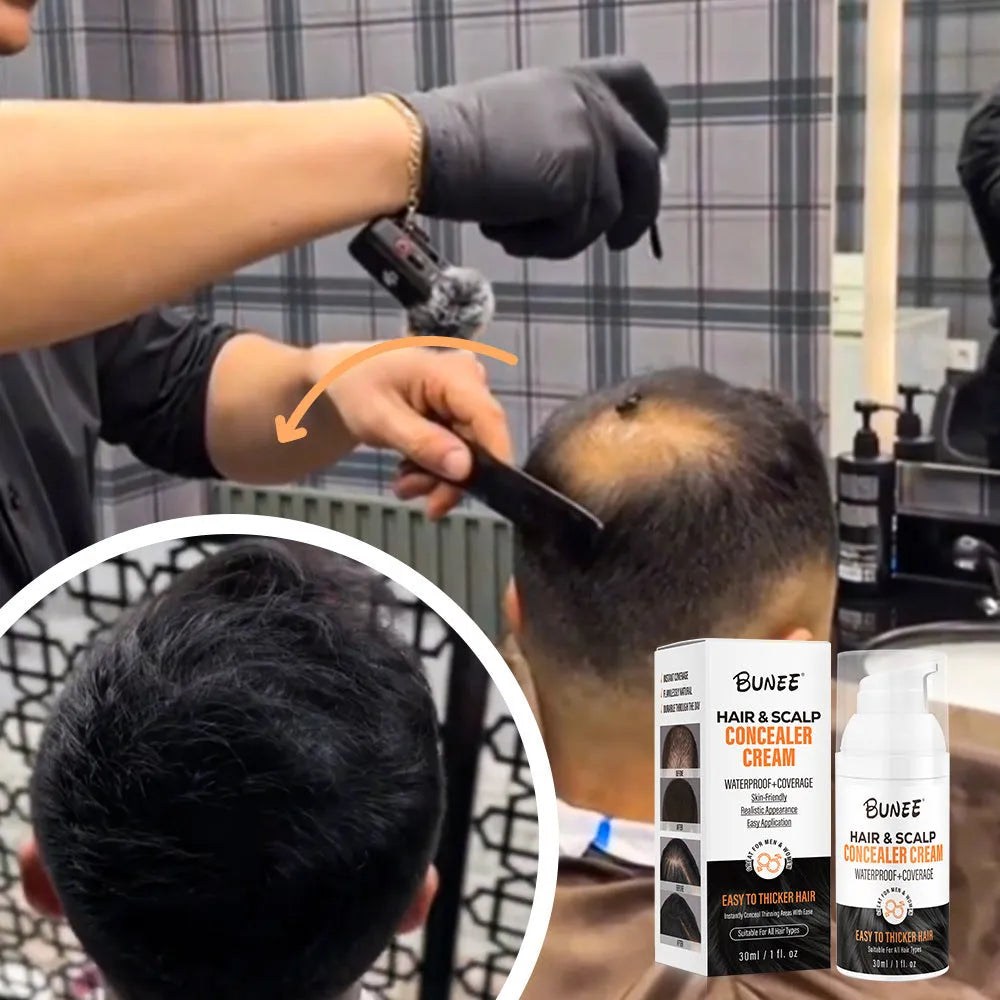 30 ml bottle of dense scalp concealer pomade for covering thinning hair and nourishing the scalp.
