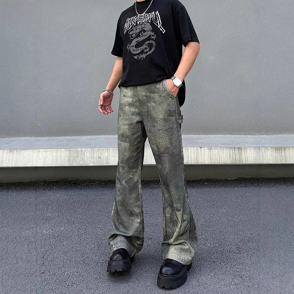 Men's straight-leg jeans with a digital camouflage pattern in picture colour, made from cotton denim.