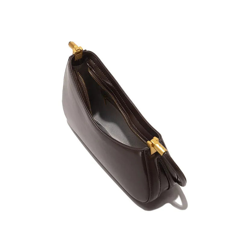 Retro oval women's underarm bag in PU with zipper compartment and single shoulder strap