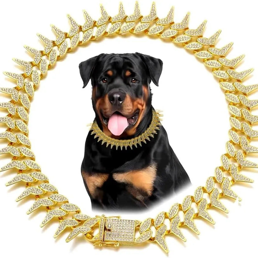Fashion diamond pet neckband necklace in gold with plaid pattern, zinc alloy pendant, British style