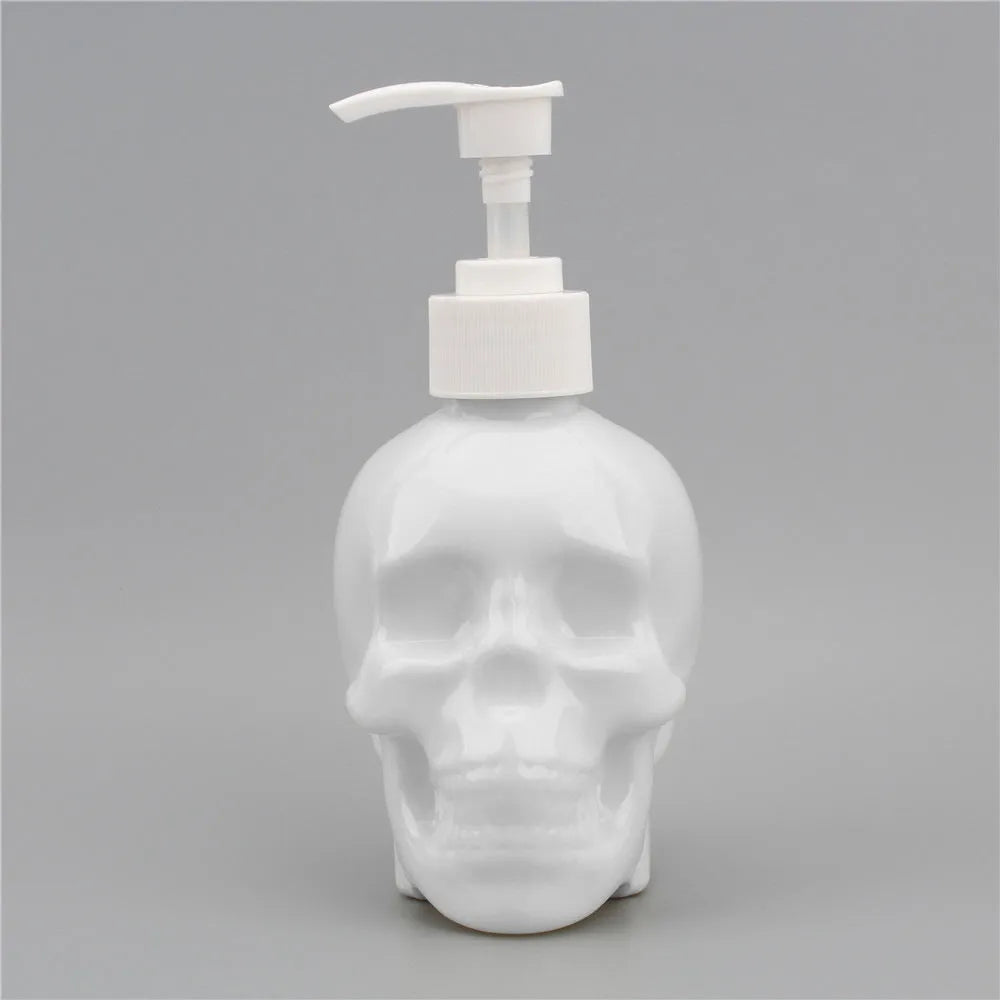 Creative skull hand sanitizer bottle 350ml plastic dispenser in white finish on countertop